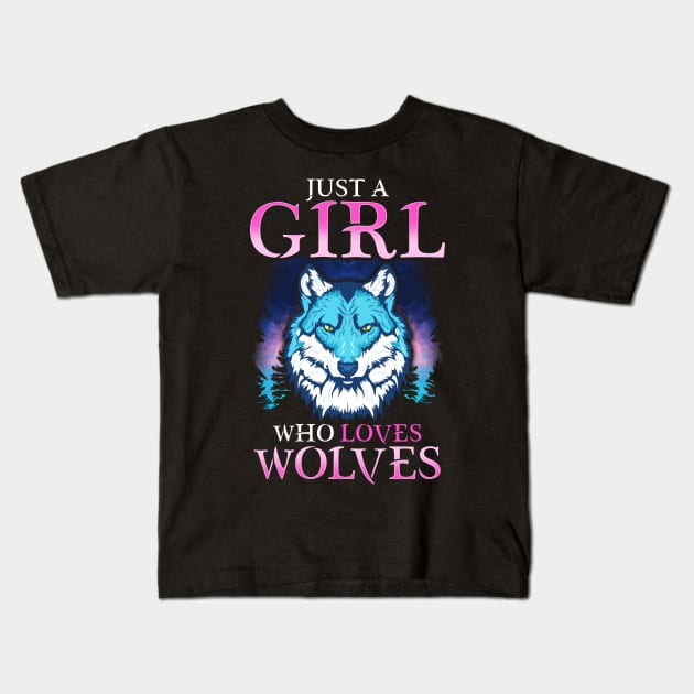 Just A Girl Who Loves Wolves Confident Lone Wolf Kids T-Shirt by theperfectpresents